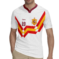 Custom Spain National Football Rugby Jersey Geometric Flag Stripe Pattern Retro Graphic Concept