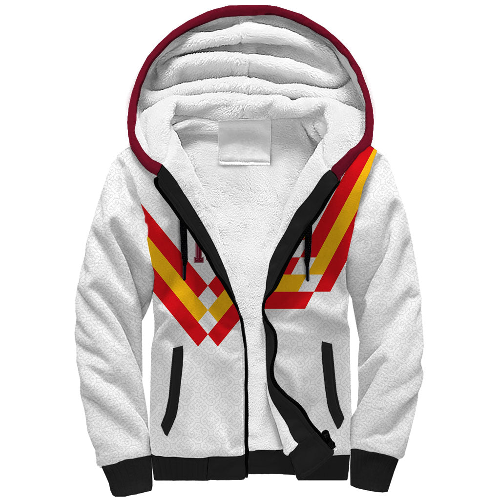 Custom Spain National Football Sherpa Hoodie Geometric Flag Stripe Pattern Retro Graphic Concept