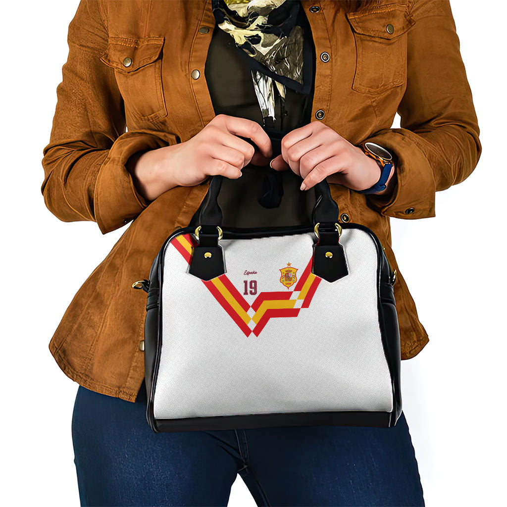 Custom Spain National Football Shoulder Handbag Geometric Flag Stripe Pattern Retro Graphic Concept