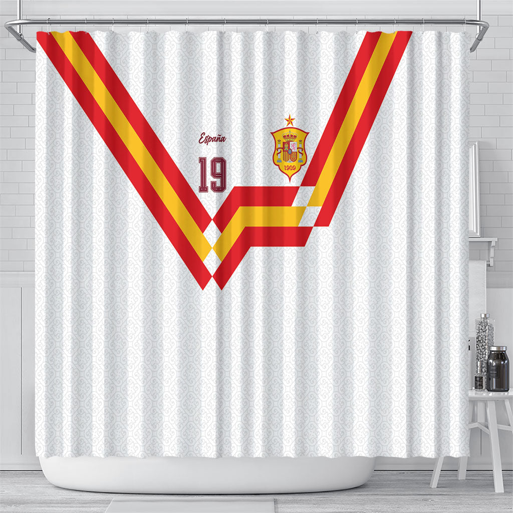 Custom Spain National Football Shower Curtain Geometric Flag Stripe Pattern Retro Graphic Concept