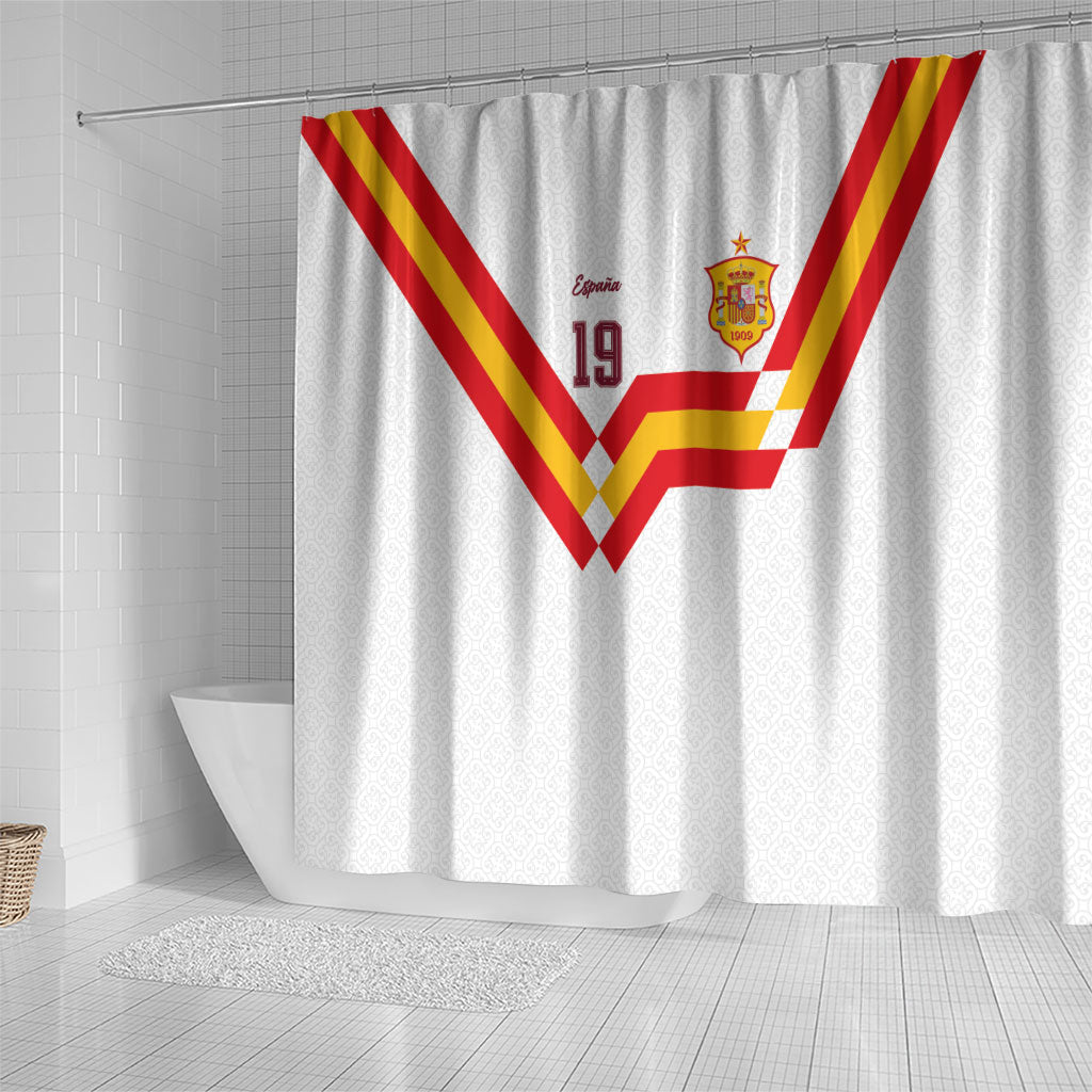 Custom Spain National Football Shower Curtain Geometric Flag Stripe Pattern Retro Graphic Concept