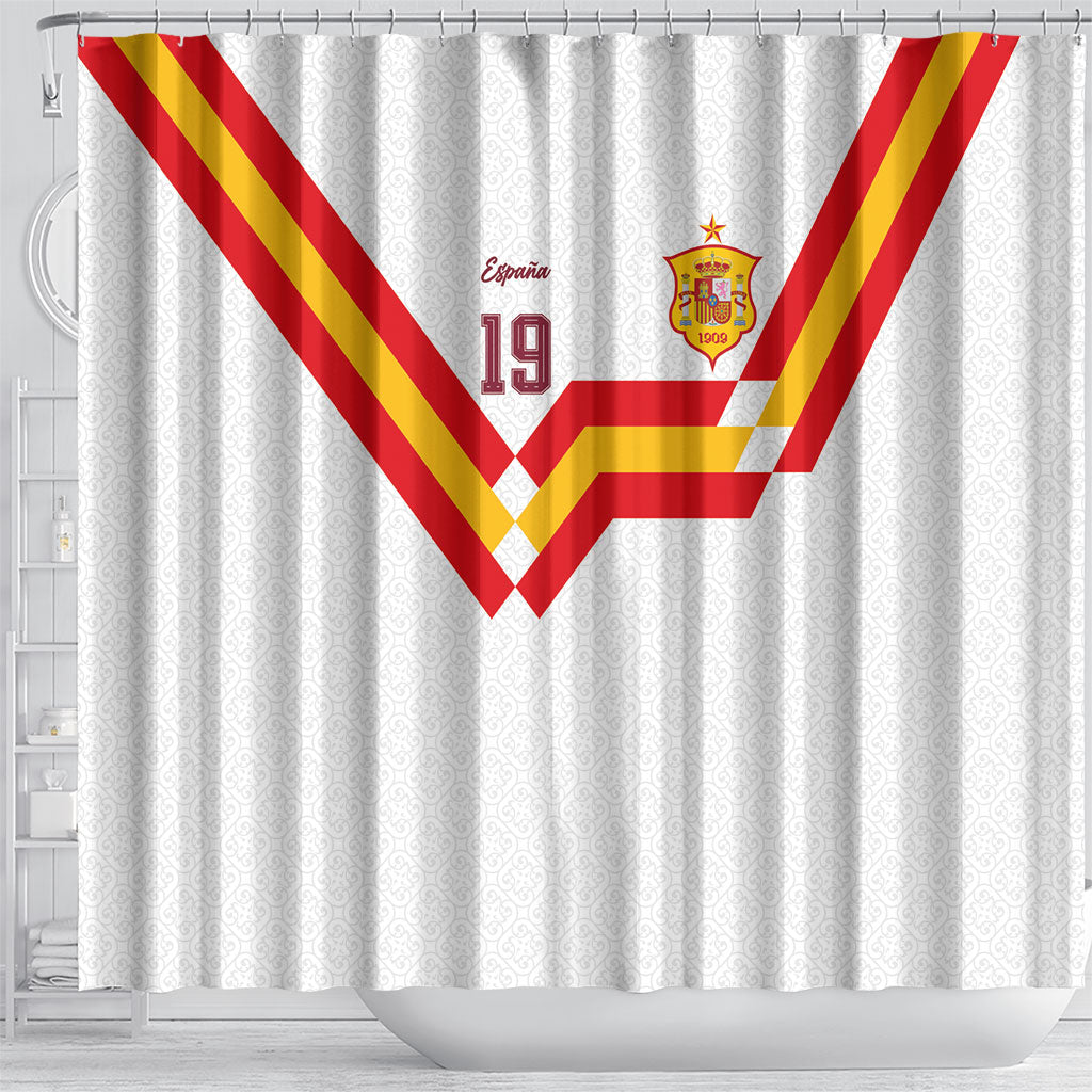Custom Spain National Football Shower Curtain Geometric Flag Stripe Pattern Retro Graphic Concept