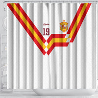 Custom Spain National Football Shower Curtain Geometric Flag Stripe Pattern Retro Graphic Concept