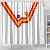 Custom Spain National Football Shower Curtain Geometric Flag Stripe Pattern Retro Graphic Concept