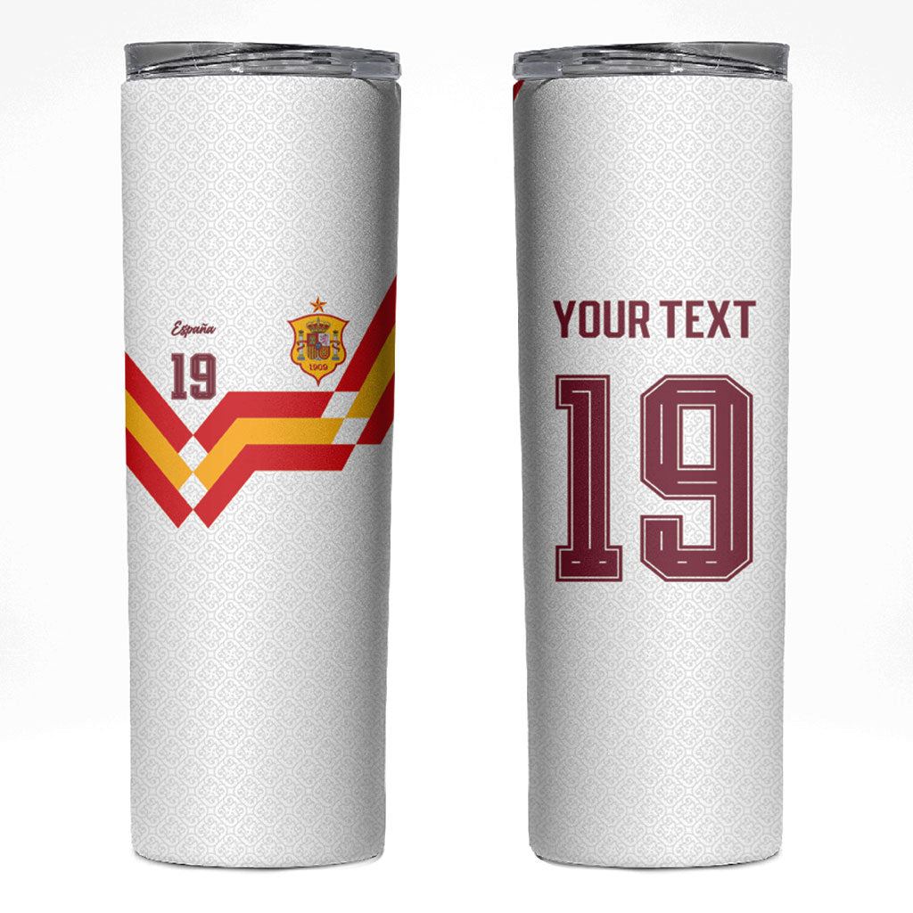 Custom Spain National Football Skinny Tumbler Geometric Flag Stripe Pattern Retro Graphic Concept
