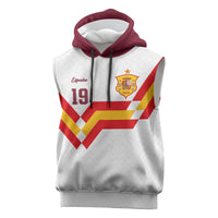 Custom Spain National Football Sleeveless Hoodie Geometric Flag Stripe Pattern Retro Graphic Concept