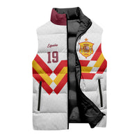 Custom Spain National Football Sleeveless Puffer Jacket Geometric Flag Stripe Pattern Retro Graphic Concept