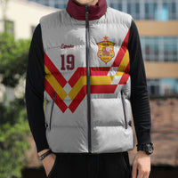 Custom Spain National Football Sleeveless Puffer Jacket Geometric Flag Stripe Pattern Retro Graphic Concept