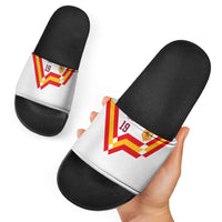 Custom Spain National Football Slide Sandals Geometric Flag Stripe Pattern Retro Graphic Concept