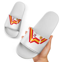 Custom Spain National Football Slide Sandals Geometric Flag Stripe Pattern Retro Graphic Concept