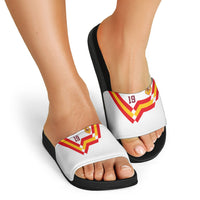 Custom Spain National Football Slide Sandals Geometric Flag Stripe Pattern Retro Graphic Concept