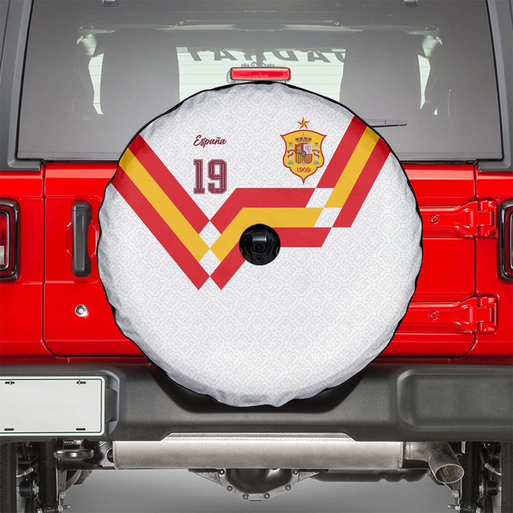 Custom Spain National Football Spare Tire Cover Geometric Flag Stripe Pattern Retro Graphic Concept