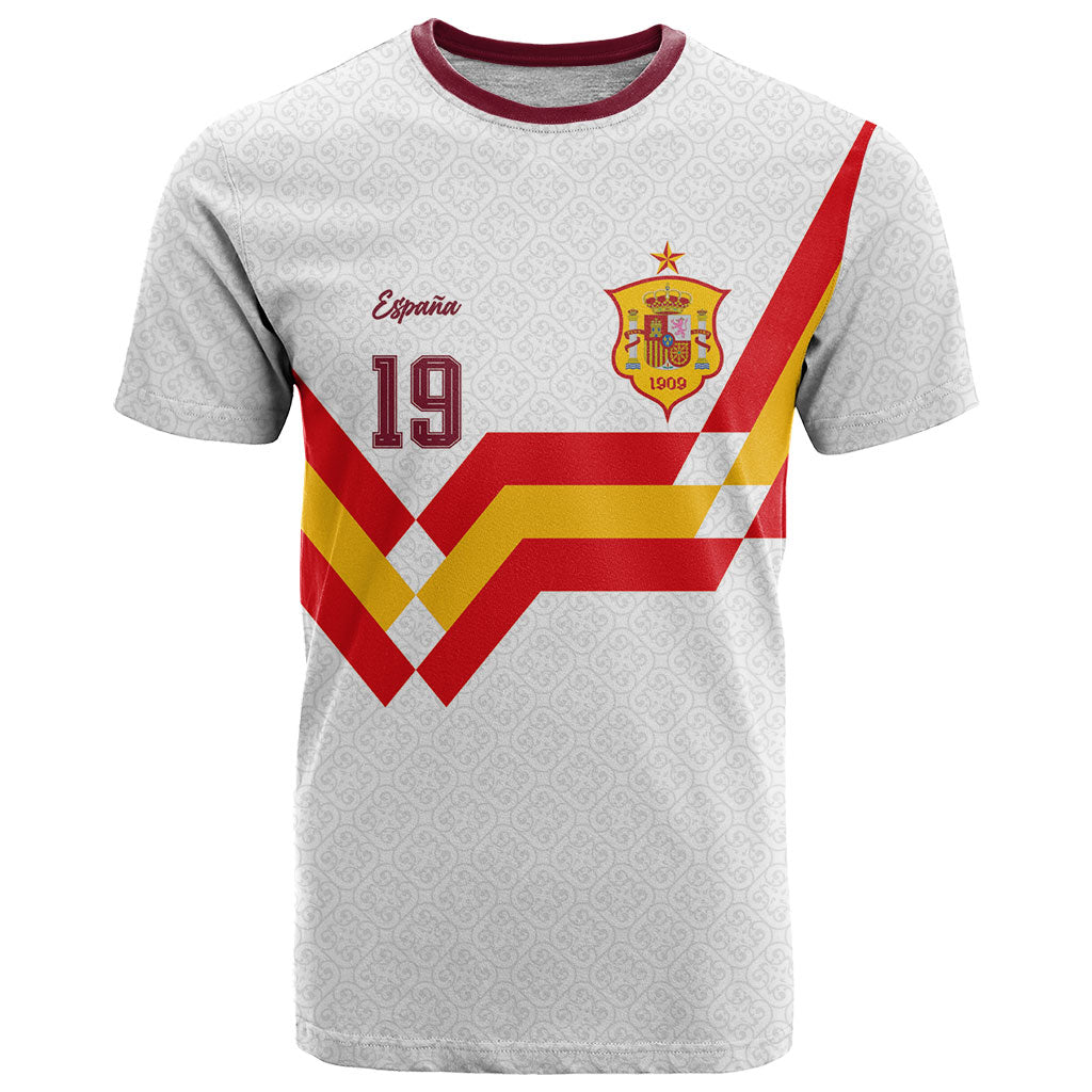 Custom Spain National Football T Shirt Geometric Flag Stripe Pattern Retro Graphic Concept