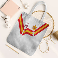 Custom Spain National Football Tote Bag Geometric Flag Stripe Pattern Retro Graphic Concept