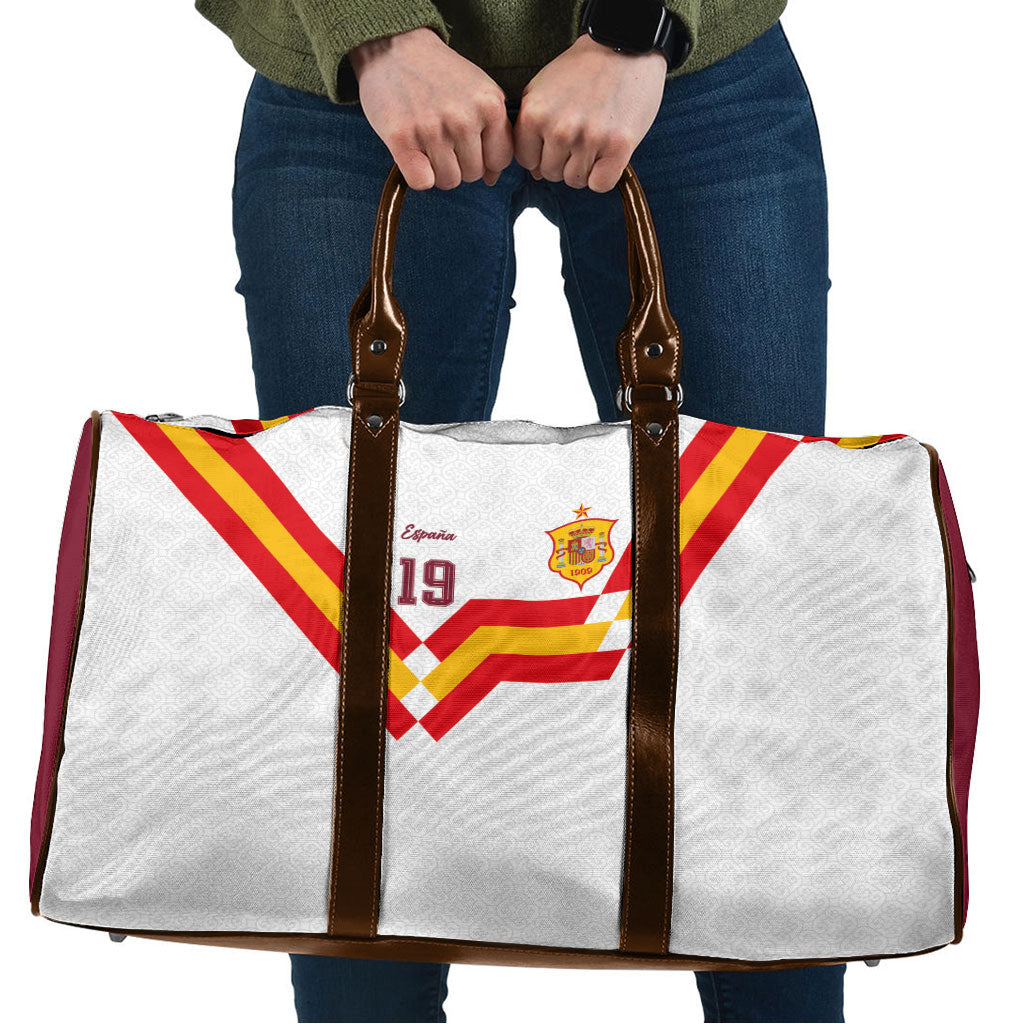 Custom Spain National Football Travel Bag Geometric Flag Stripe Pattern Retro Graphic Concept