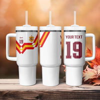 Custom Spain National Football Tumbler With Handle Geometric Flag Stripe Pattern Retro Graphic Concept