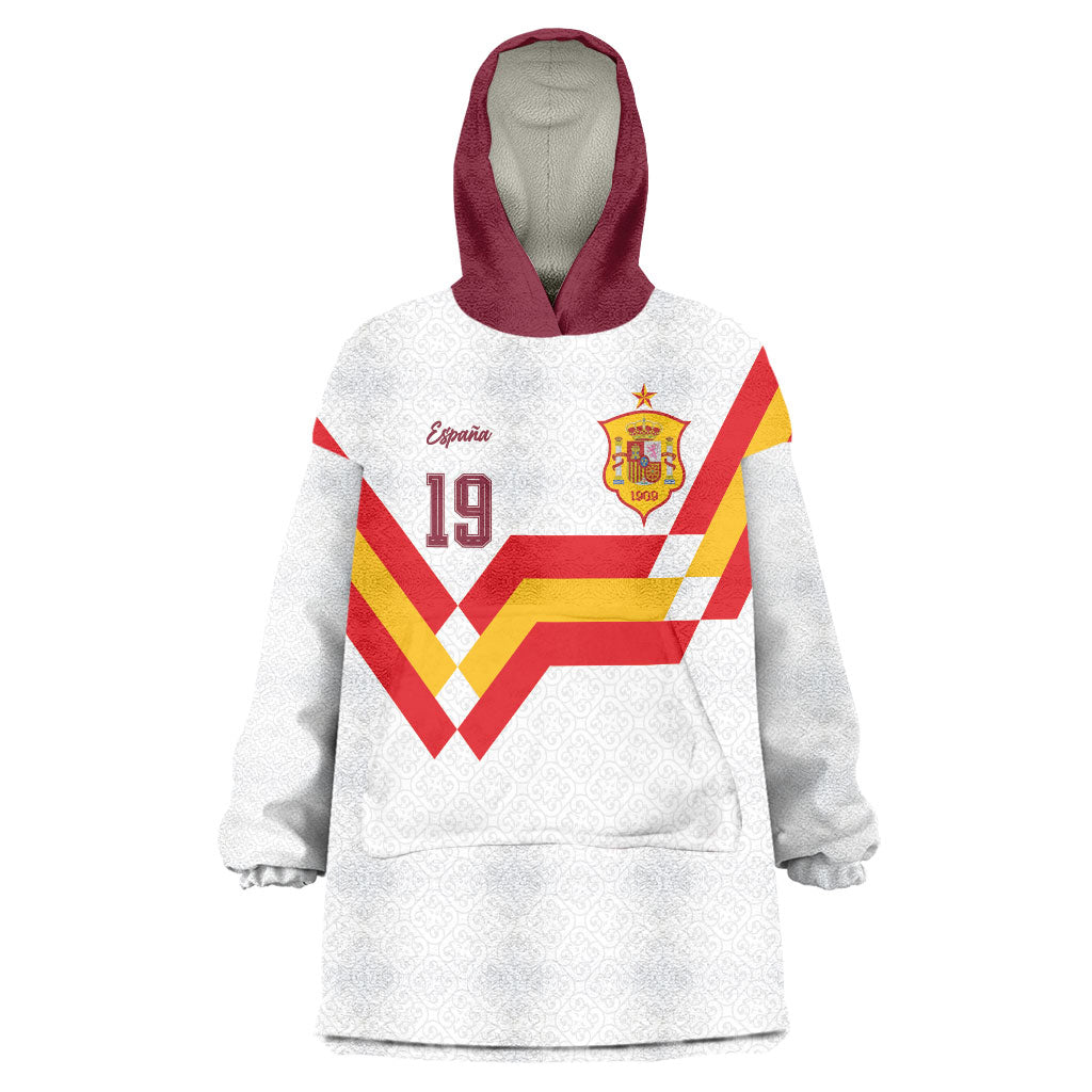 Custom Spain National Football Wearable Blanket Hoodie Geometric Flag Stripe Pattern Retro Graphic Concept