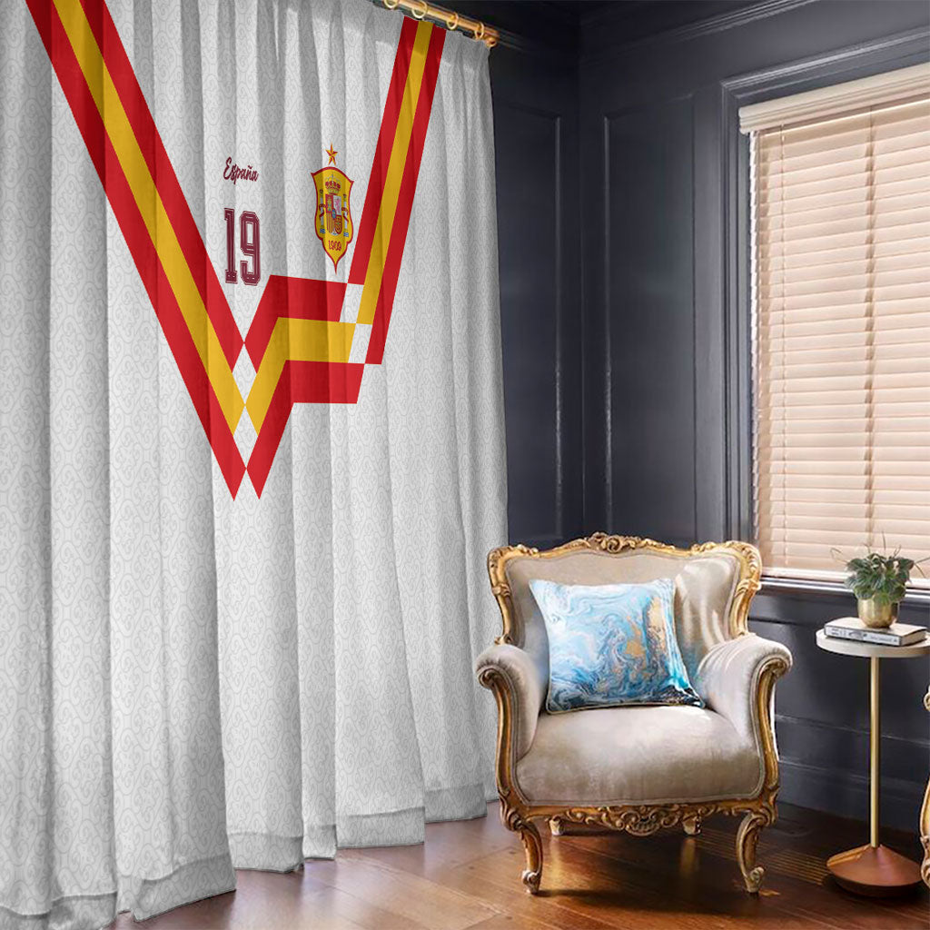 Custom Spain National Football Window Curtain Geometric Flag Stripe Pattern Retro Graphic Concept