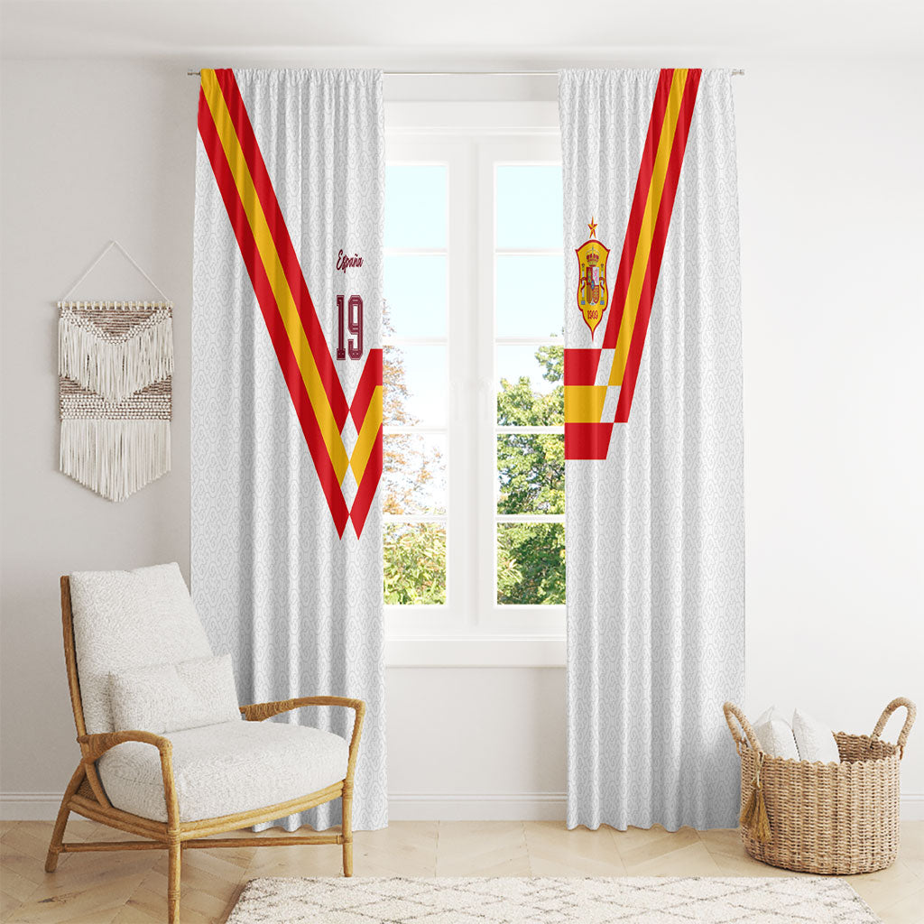 Custom Spain National Football Window Curtain Geometric Flag Stripe Pattern Retro Graphic Concept
