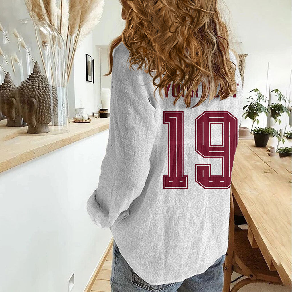 Custom Spain National Football Women Casual Shirt Geometric Flag Stripe Pattern Retro Graphic Concept