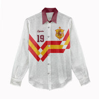 Custom Spain National Football Women Casual Shirt Geometric Flag Stripe Pattern Retro Graphic Concept