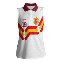 Custom Spain National Football Women Sleeveless Polo Shirt Geometric Flag Stripe Pattern Retro Graphic Concept