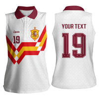 Custom Spain National Football Women Sleeveless Polo Shirt Geometric Flag Stripe Pattern Retro Graphic Concept