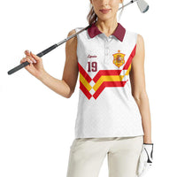 Custom Spain National Football Women Sleeveless Polo Shirt Geometric Flag Stripe Pattern Retro Graphic Concept