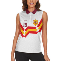 Custom Spain National Football Women Sleeveless Polo Shirt Geometric Flag Stripe Pattern Retro Graphic Concept