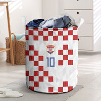 Custom Croatia National Football Laundry Basket Red Checkerboard Glagolitic Script Geometric Pattern Art