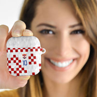 Custom Croatia National Football AirPods Case Red Checkerboard Glagolitic Script Geometric Pattern Art
