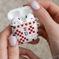 Custom Croatia National Football AirPods Case Red Checkerboard Glagolitic Script Geometric Pattern Art