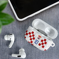 Custom Croatia National Football AirPods Case Red Checkerboard Glagolitic Script Geometric Pattern Art