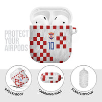 Custom Croatia National Football AirPods Case Red Checkerboard Glagolitic Script Geometric Pattern Art