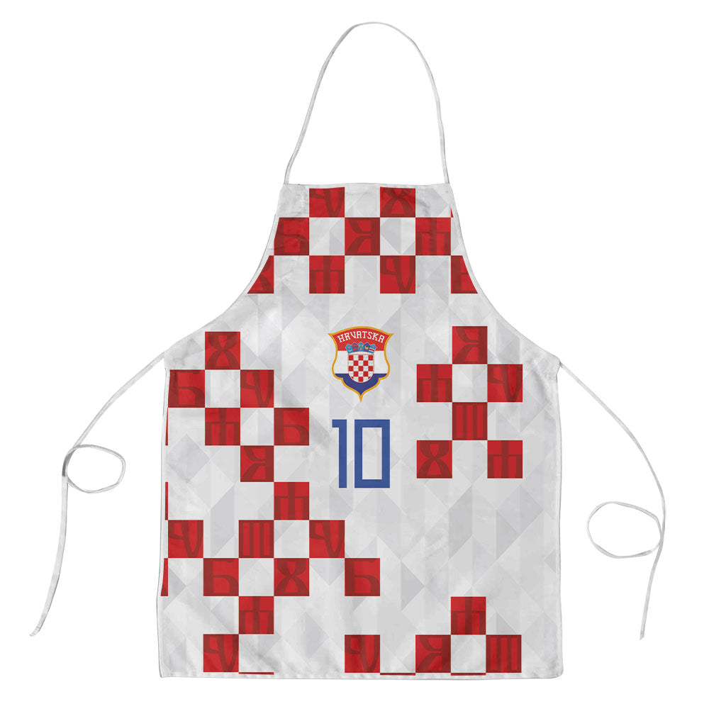 Custom Croatia National Football Apron Red Checkerboard Glagolitic Script Geometric Pattern Art