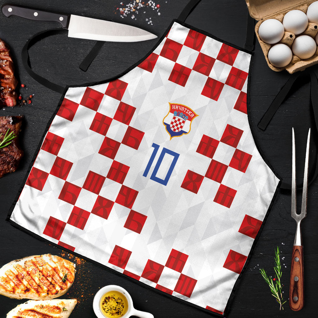 Custom Croatia National Football Apron Red Checkerboard Glagolitic Script Geometric Pattern Art
