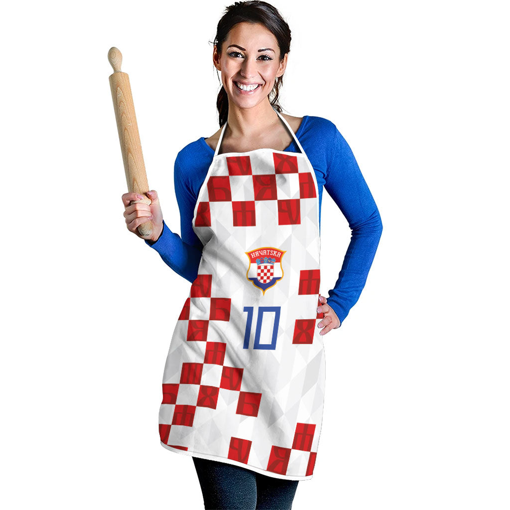 Custom Croatia National Football Apron Red Checkerboard Glagolitic Script Geometric Pattern Art