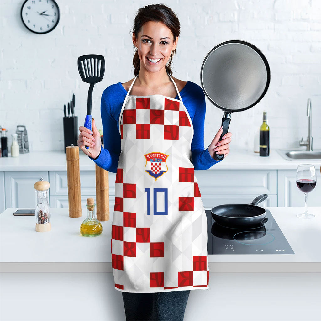 Custom Croatia National Football Apron Red Checkerboard Glagolitic Script Geometric Pattern Art