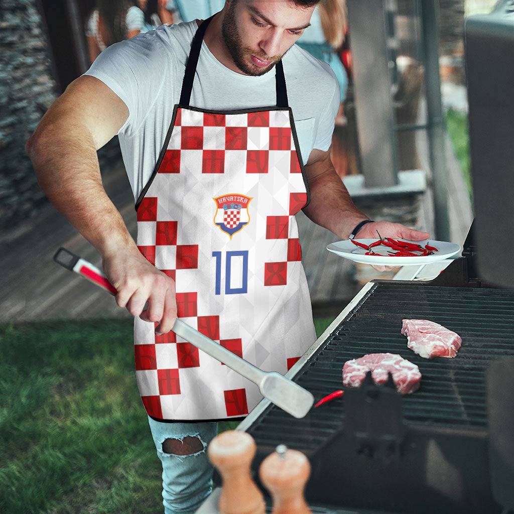 Custom Croatia National Football Apron Red Checkerboard Glagolitic Script Geometric Pattern Art