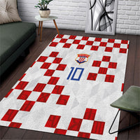 Custom Croatia National Football Area Rug Red Checkerboard Glagolitic Script Geometric Pattern Art