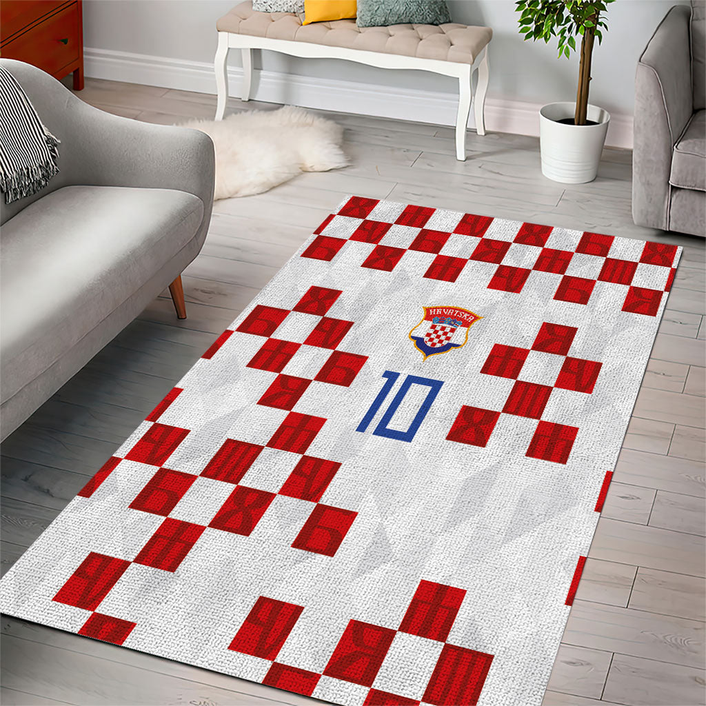 Custom Croatia National Football Area Rug Red Checkerboard Glagolitic Script Geometric Pattern Art