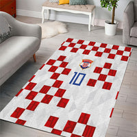 Custom Croatia National Football Area Rug Red Checkerboard Glagolitic Script Geometric Pattern Art