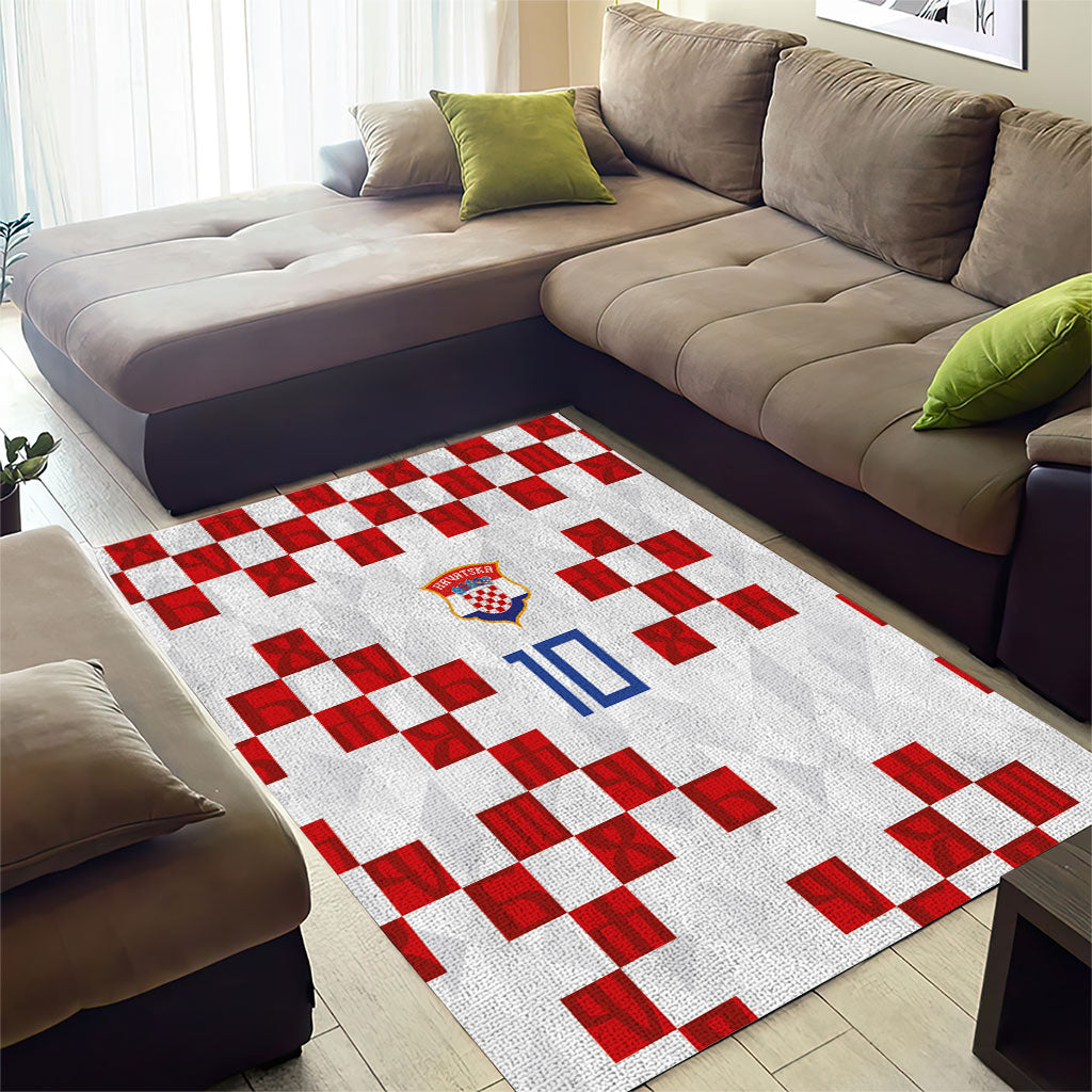 Custom Croatia National Football Area Rug Red Checkerboard Glagolitic Script Geometric Pattern Art