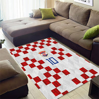 Custom Croatia National Football Area Rug Red Checkerboard Glagolitic Script Geometric Pattern Art
