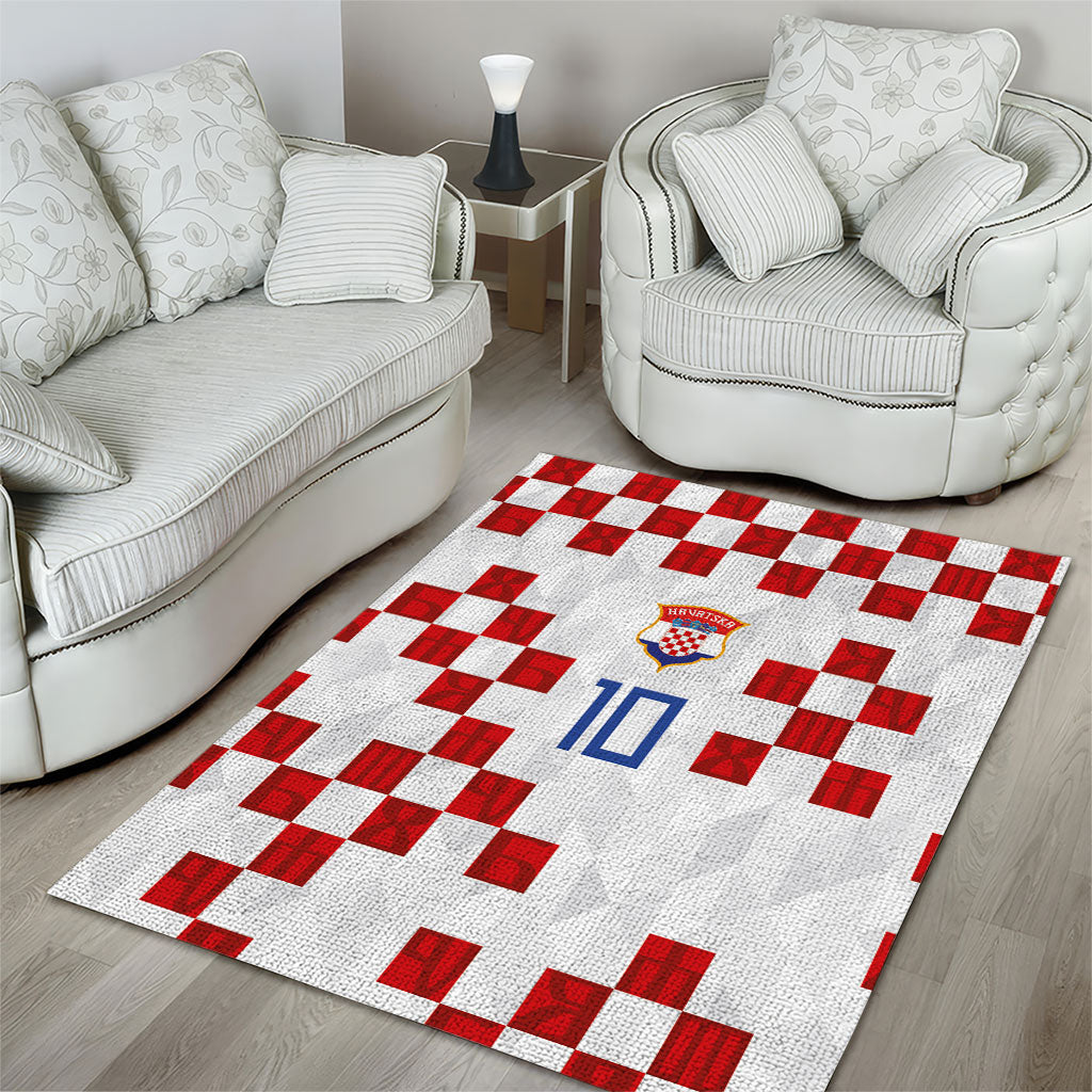 Custom Croatia National Football Area Rug Red Checkerboard Glagolitic Script Geometric Pattern Art