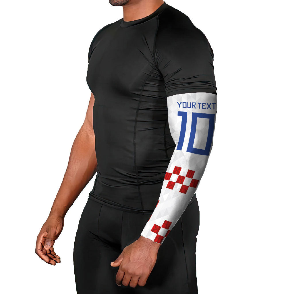 Custom Croatia National Football Arm Sleeves Red Checkerboard Glagolitic Script Geometric Pattern Art