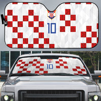 Custom Croatia National Football Auto Sun Shade Red Checkerboard Glagolitic Script Geometric Pattern Art