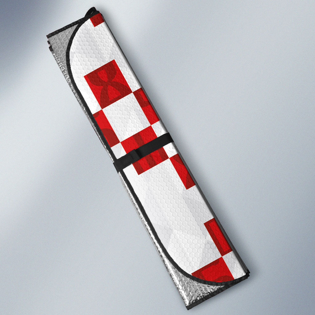 Custom Croatia National Football Auto Sun Shade Red Checkerboard Glagolitic Script Geometric Pattern Art