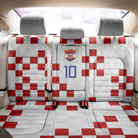 Custom Croatia National Football Back Car Seat Cover Red Checkerboard Glagolitic Script Geometric Pattern Art