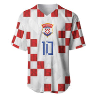 Custom Croatia National Football Baseball Jersey Red Checkerboard Glagolitic Script Geometric Pattern Art